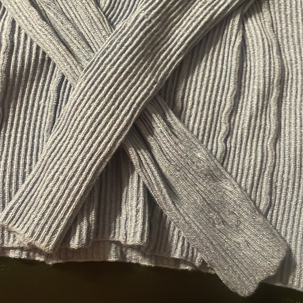 Rosetta Getty Wool Reversed Cable-Strip Sweater- baby blue - Picture 6 of 7
